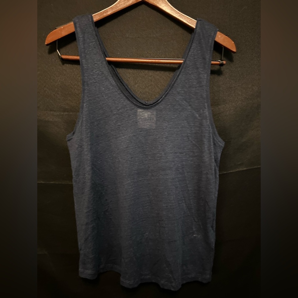 Inimigo Shirt Womens Large Navy Tank Top Linen Basic Classic Everyday Capsule